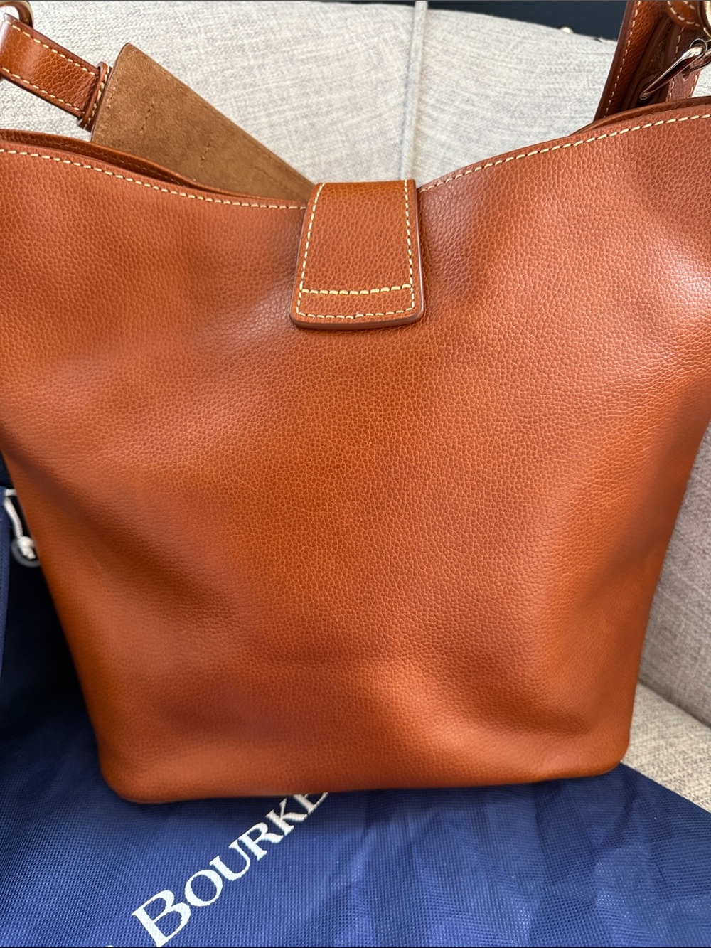 Dooney & Bourke Caramel Brown Pebbled Leather Shoulder Bucket Bag - Picture 5 of 16